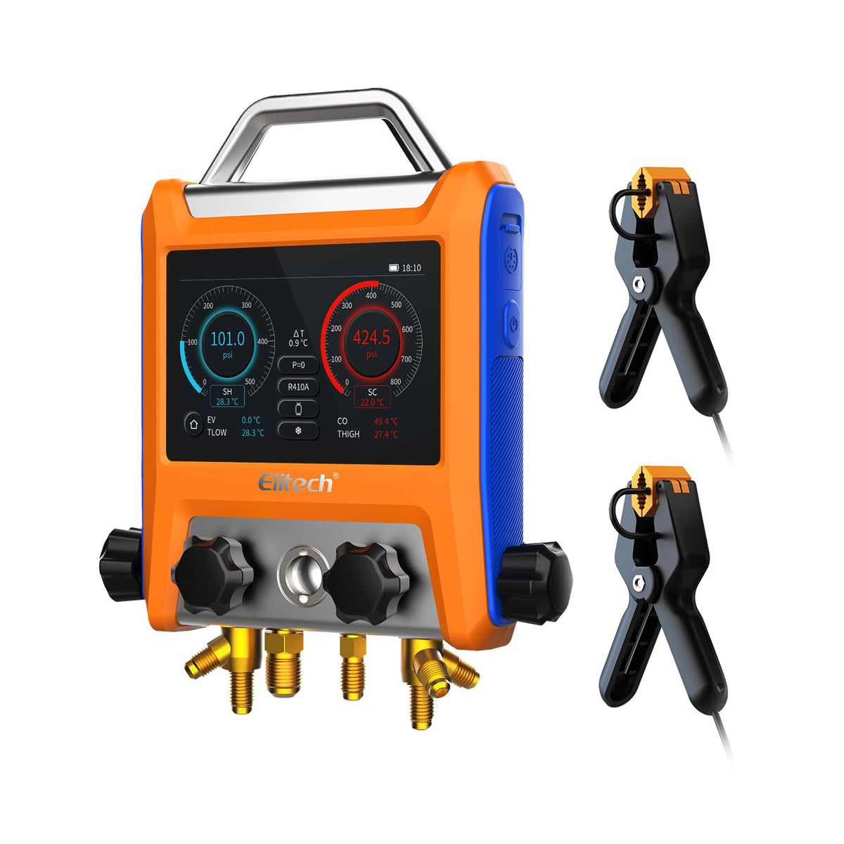 Elitech EMG-40V front panel display with responsive touchscreen for quick mode access.