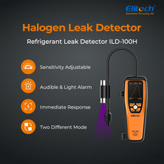 Elitech ILD-100H TFT display shows clear readings of sensitivity and leaks.