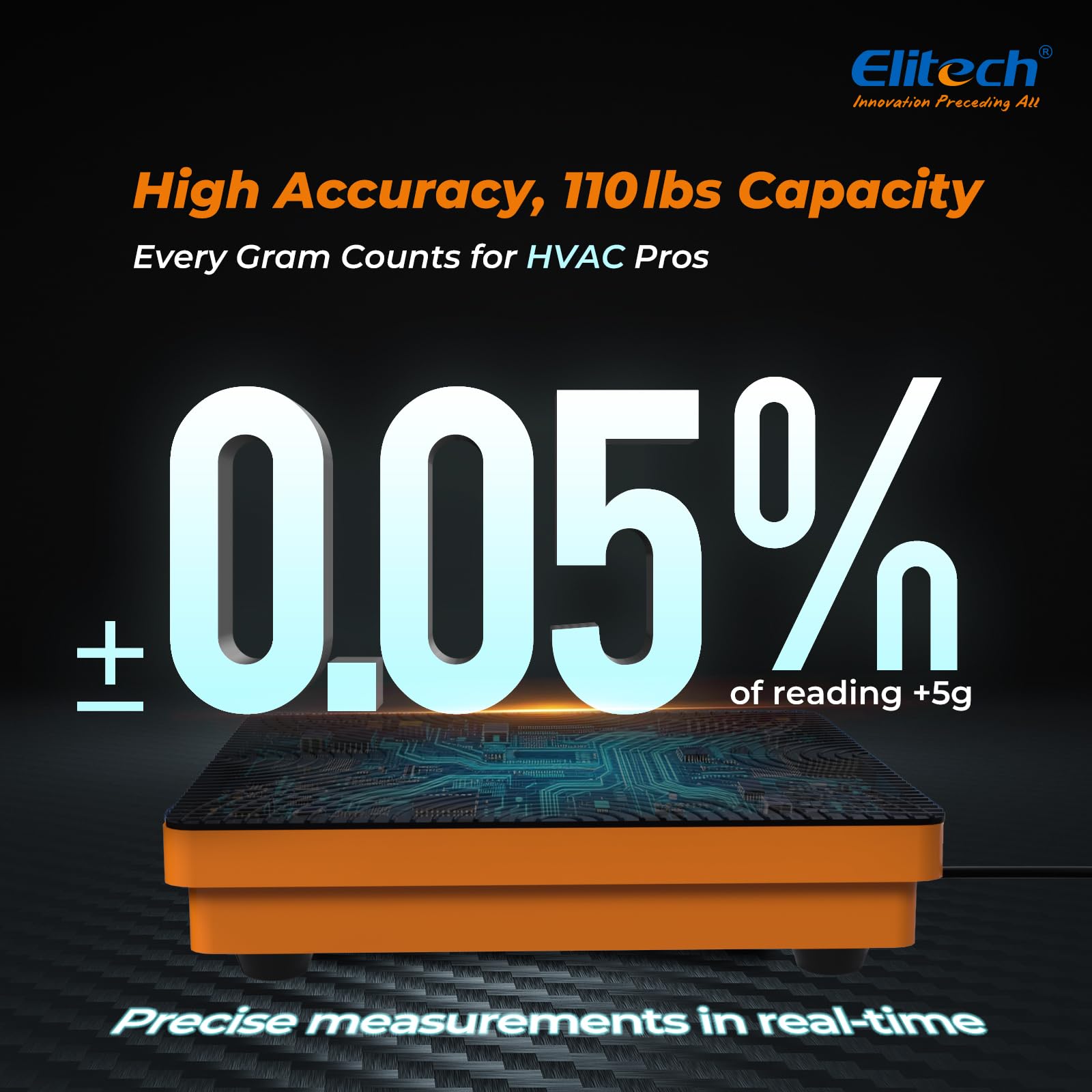 Elitech LMC-100F display close-up showing dual-unit readout.