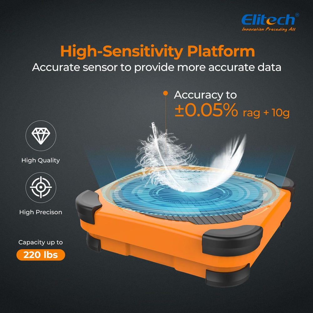 Elitech LMC-210 remote control stowed in the platform for easy transport.