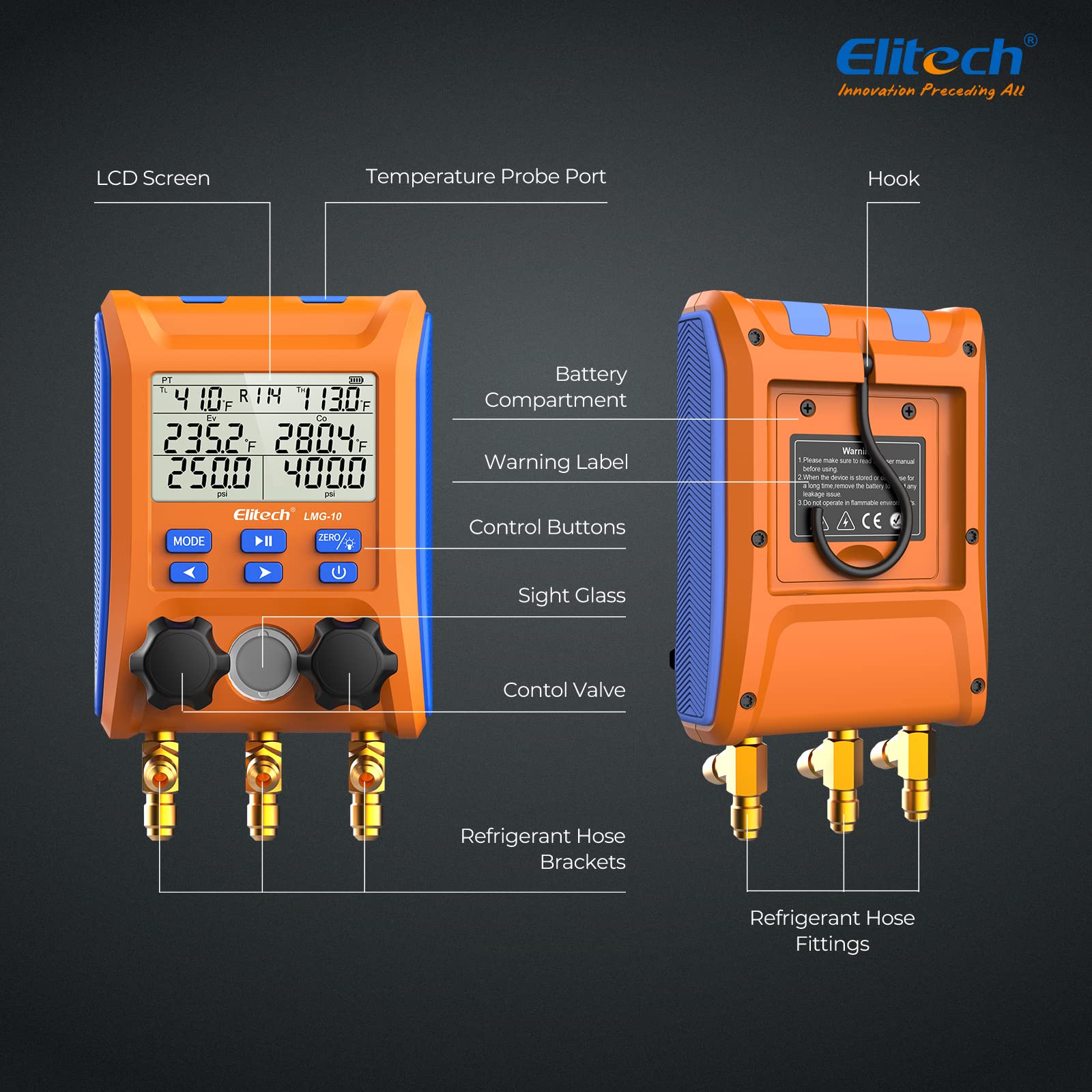 Elitech LMG-10Plus hanging hook for hands-free operation during service.
