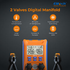 Elitech LMG-10Plus temperature clamps for accurate temperature compensation.