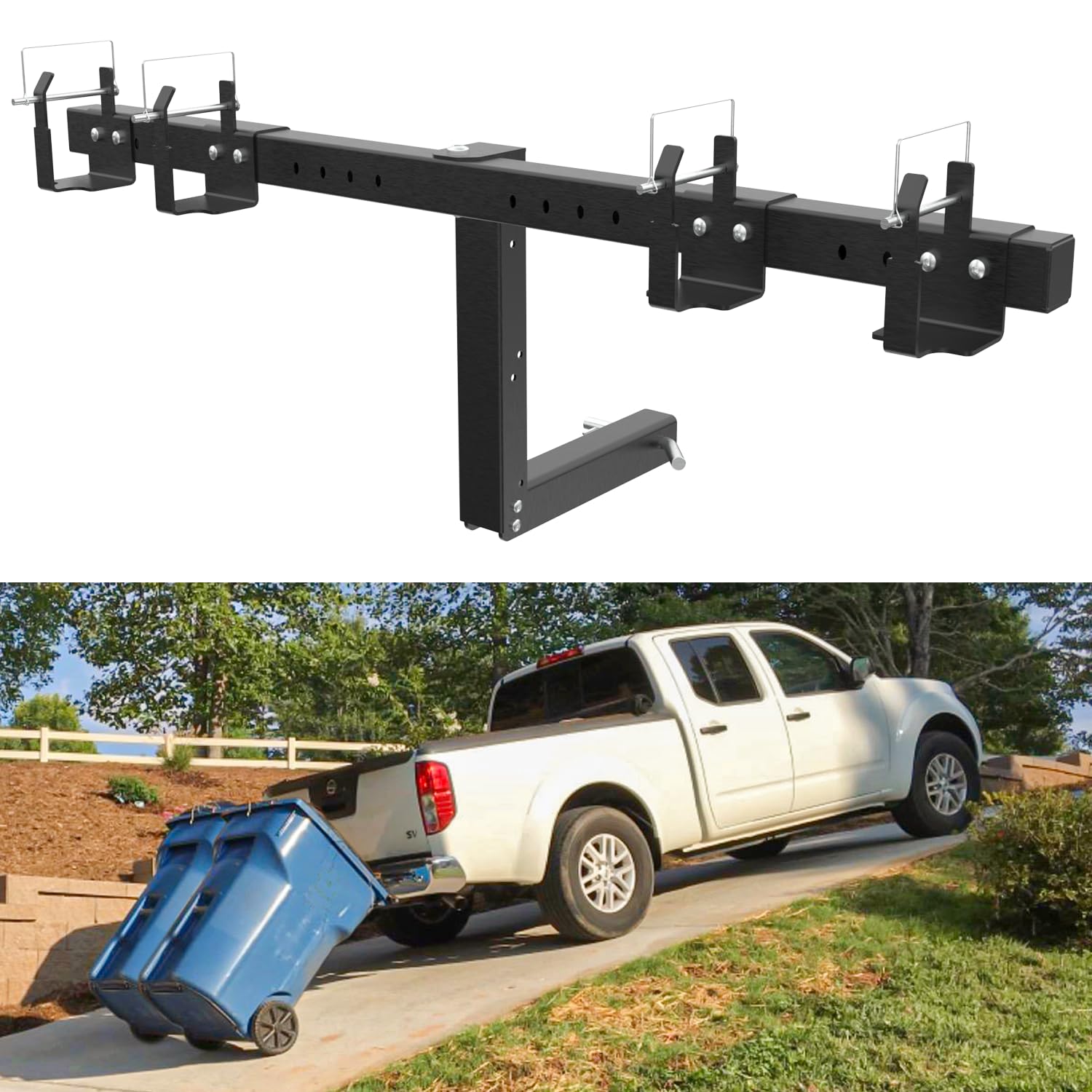 ELITEWILL dual trash can hauler front view for easy transport.