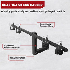 ELITEWILL dual trash can hauler side view showing maneuverability.