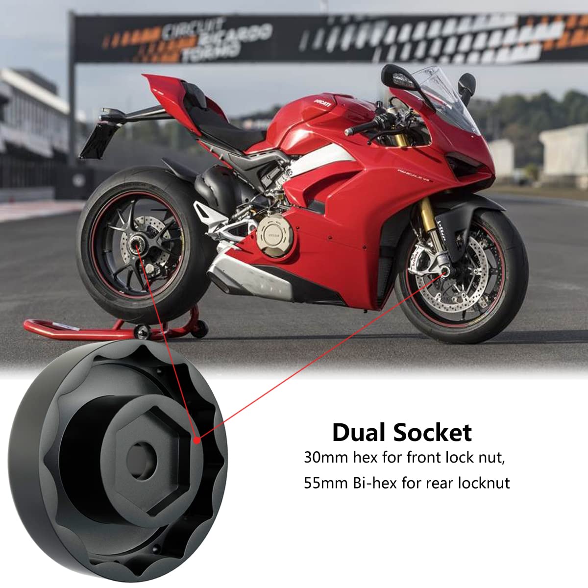 ELONN Ducati wheel nut socket rear dual-size for quick rear axle maintenance