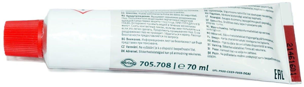 Bead of Elring Dirko HT applied for a reliable automotive seal.