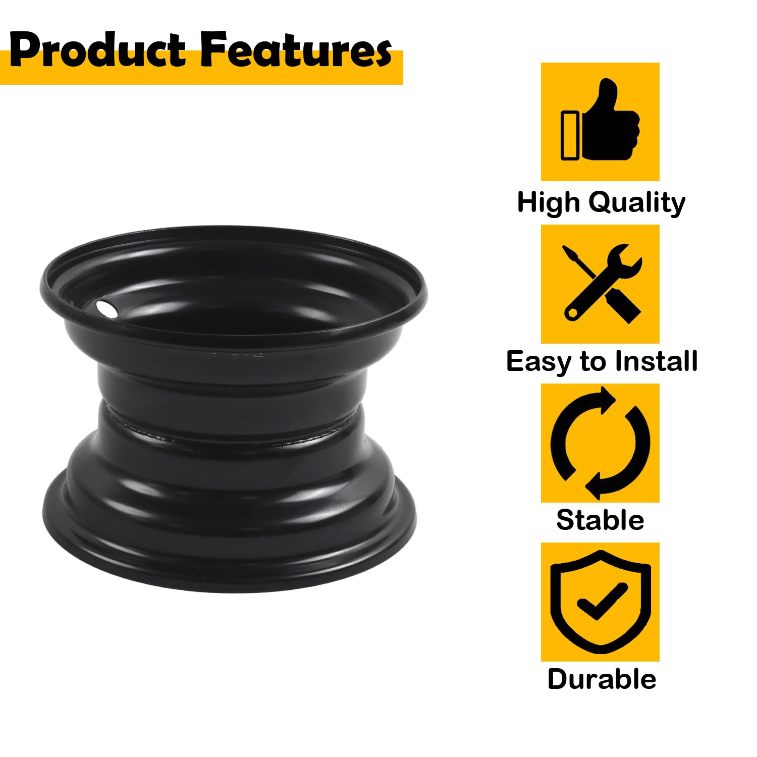 ELSOON 7in ATV rim with 3-lug design suited for Taotao go-karts.