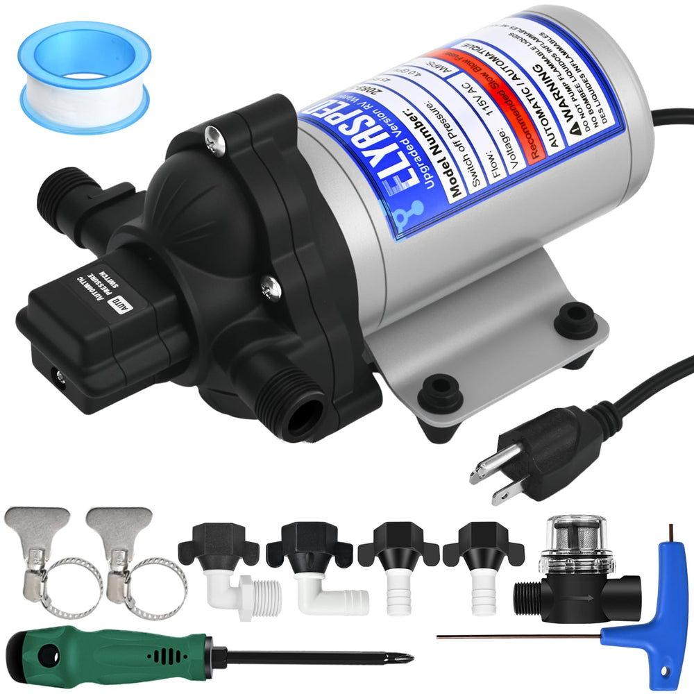 Elyaspedy 2088-594-144 RV pump exterior for reliable mobile water supply.