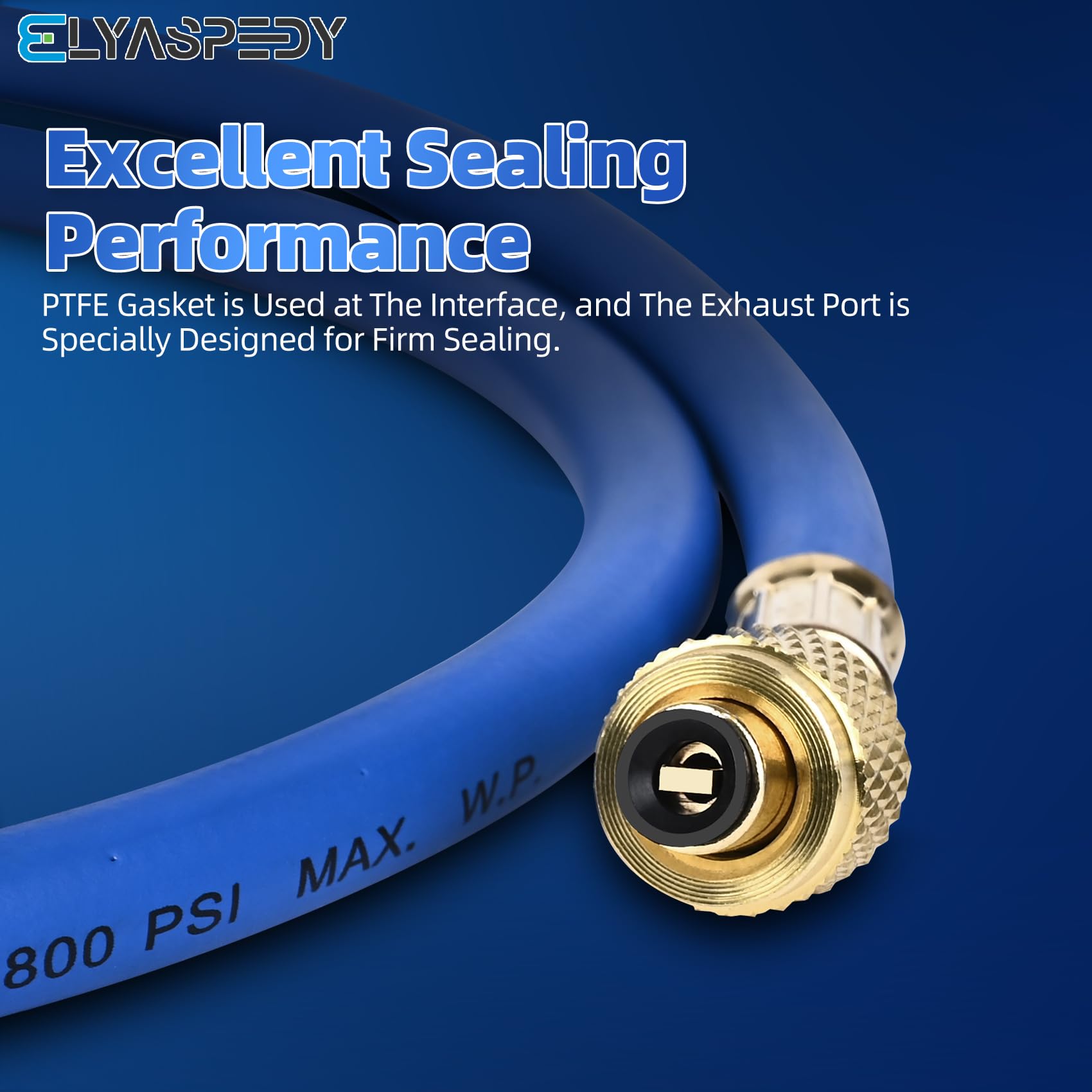 PTFE gasket seal on Elyaspedy hose interface for reliable seals.