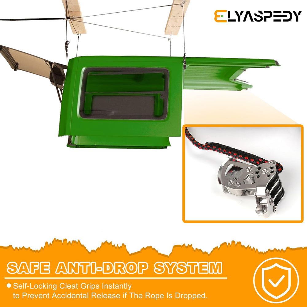 Elyaspedy anti-drop cleat secures the load during lifting.
