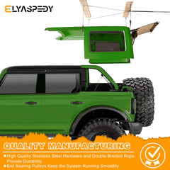 Elyaspedy hardtop lift demonstrates effortless one-person operation on Wrangler tops.
