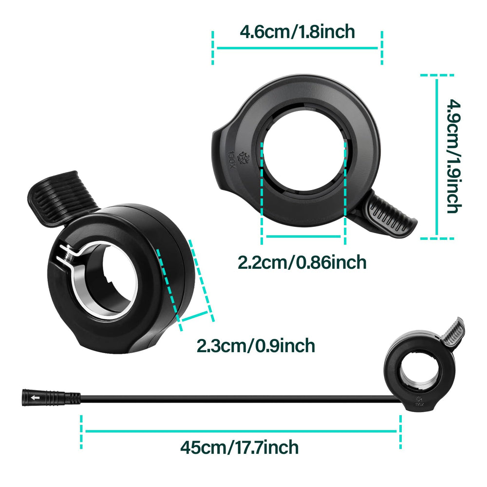 E-Mangue IPX4 waterproof thumb throttle protects performance in rain.