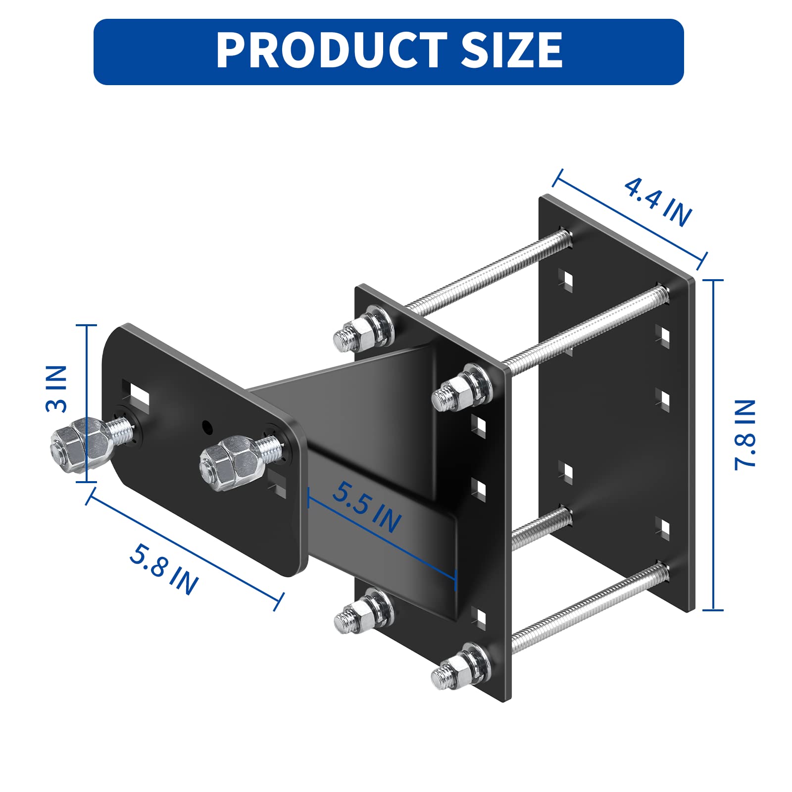 Emeroll spare tire carrier close-up with heavy-duty welded-tube construction for durability.