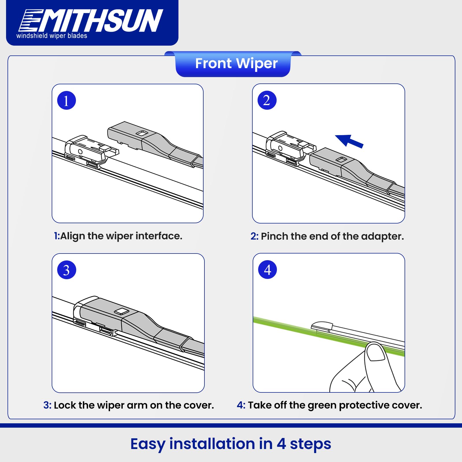 EMITHSUN packaging and branding for OEM-quality wiper set.