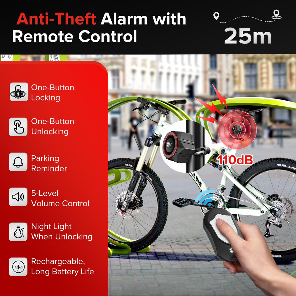 eMjollRay bike alarm IP65 waterproof for rain and spray