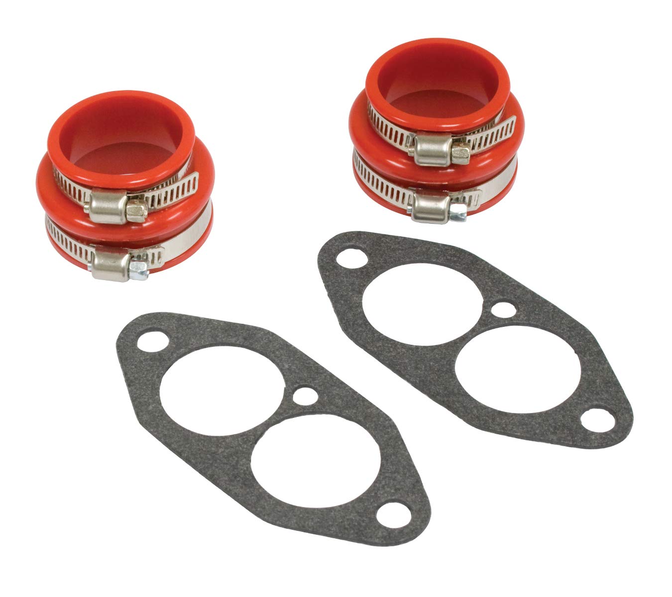 EMPI dual port kit with red urethane boots for VW dune buggies, improves installation reliability.