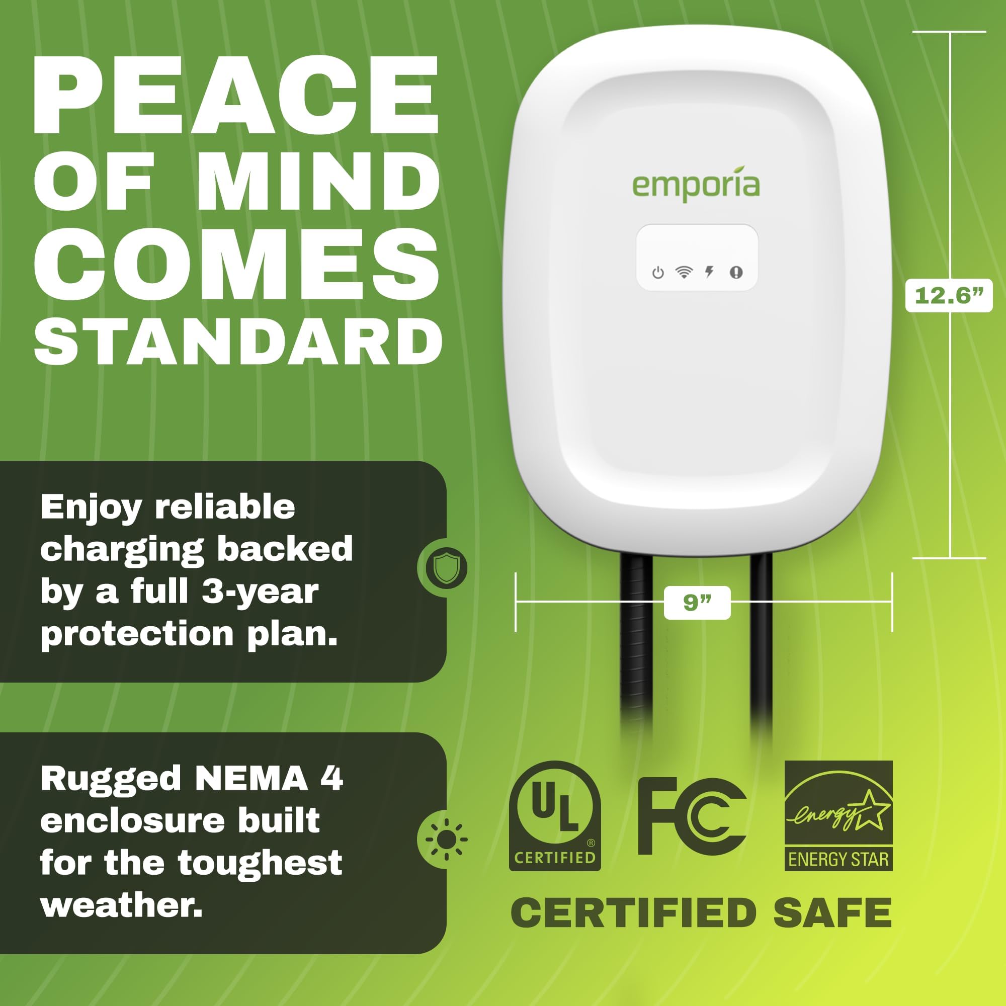 EMPORIA Level 2 EV Charger cable reel and connector ready for daily use.