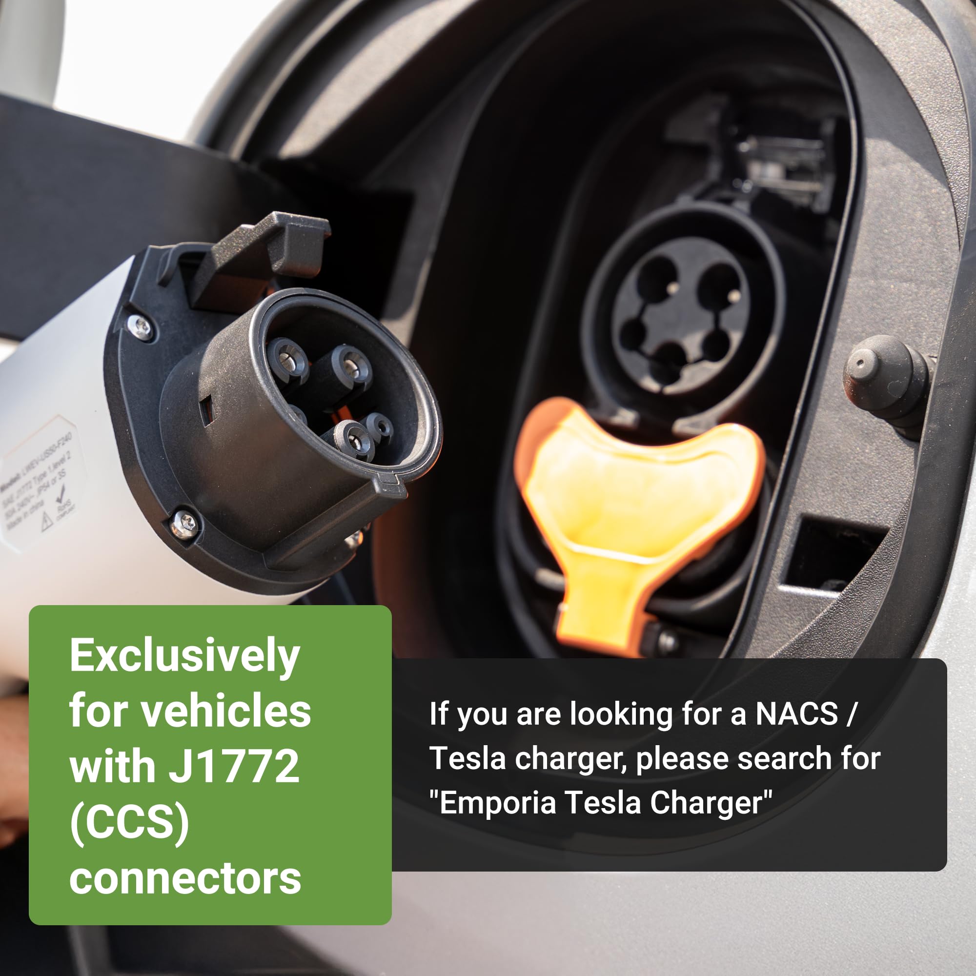 EMPORIA Pro Level 2 EV Charger rear panel shows dual connectors and PowerSmart balance.