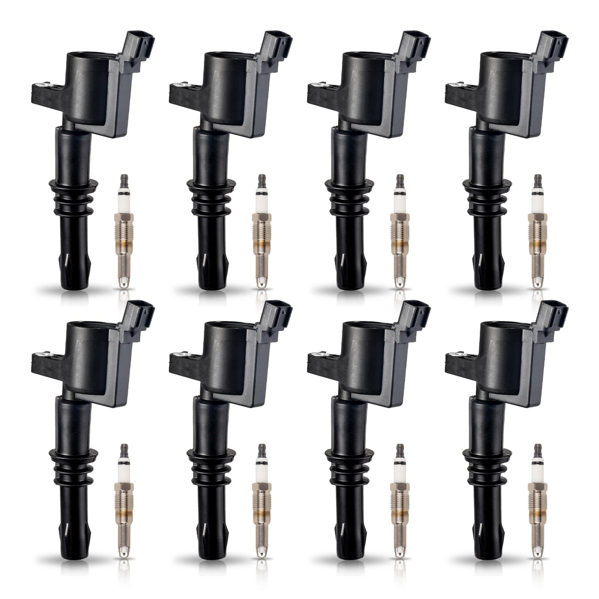 ENA eight-pack ignition coils with black boots for Ford 5.4L V8—reliable ignition.