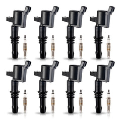 ENA eight-pack ignition coils with black boots for Ford 5.4L V8—reliable ignition.