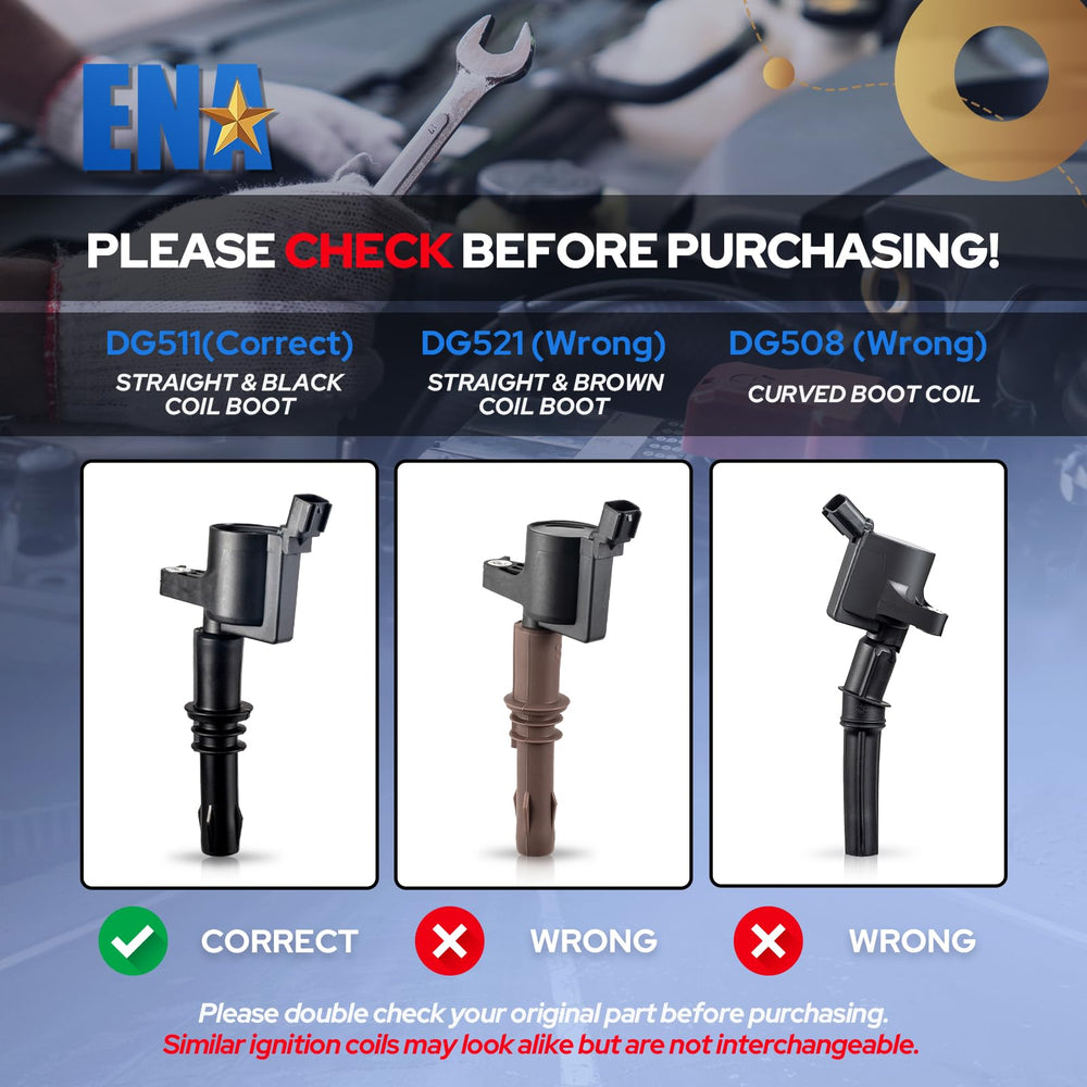 ENA DG511 coil pack side profile with black boots for seamless fit