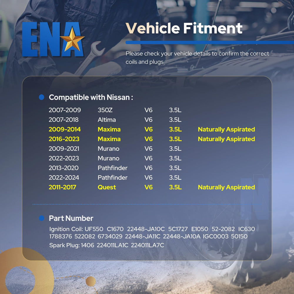ENA compatibility chart demonstrating broad 3.5L V6 vehicle coverage