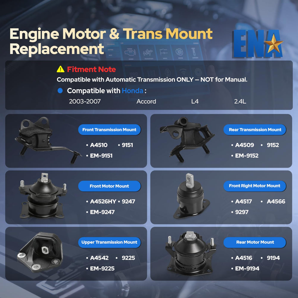 ENA engine front-right motor mount shown for Honda Accord stability