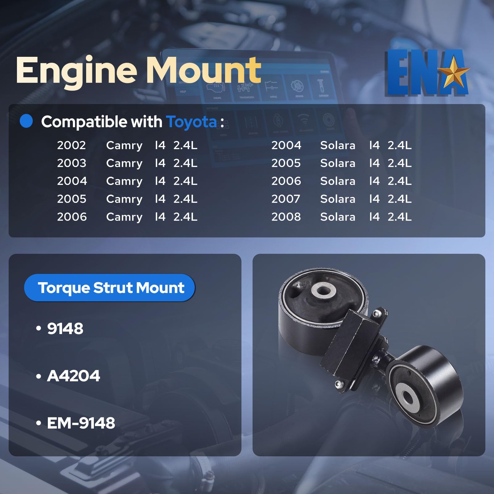 ENA front engine torque strut mount for Solara 2004-2008 enhances stability and alignment