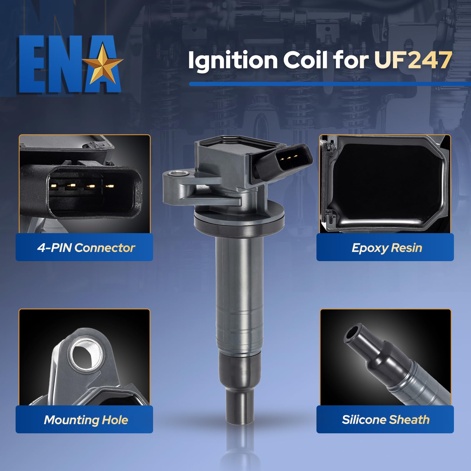 ENA ignition coil pack 4-pack in box, ready for DIY replacement.