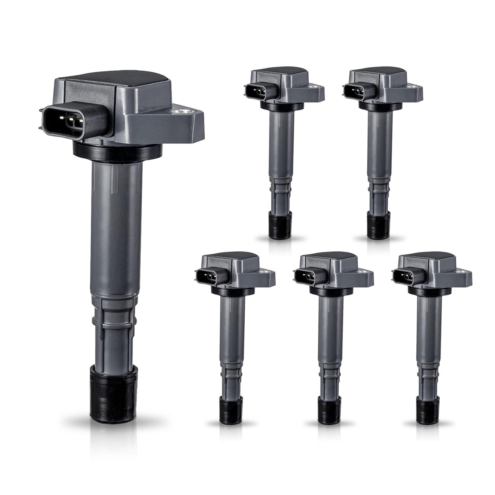 ENA ignition coil pack six-pack front view showing uniform black shells for reliable ignition