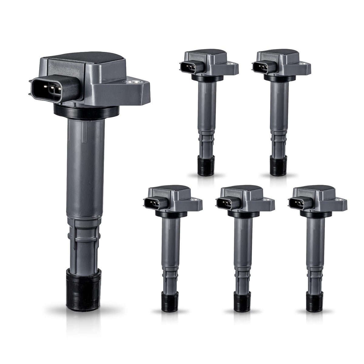 ENA ignition coil pack six-pack front view showing uniform black shells for reliable ignition