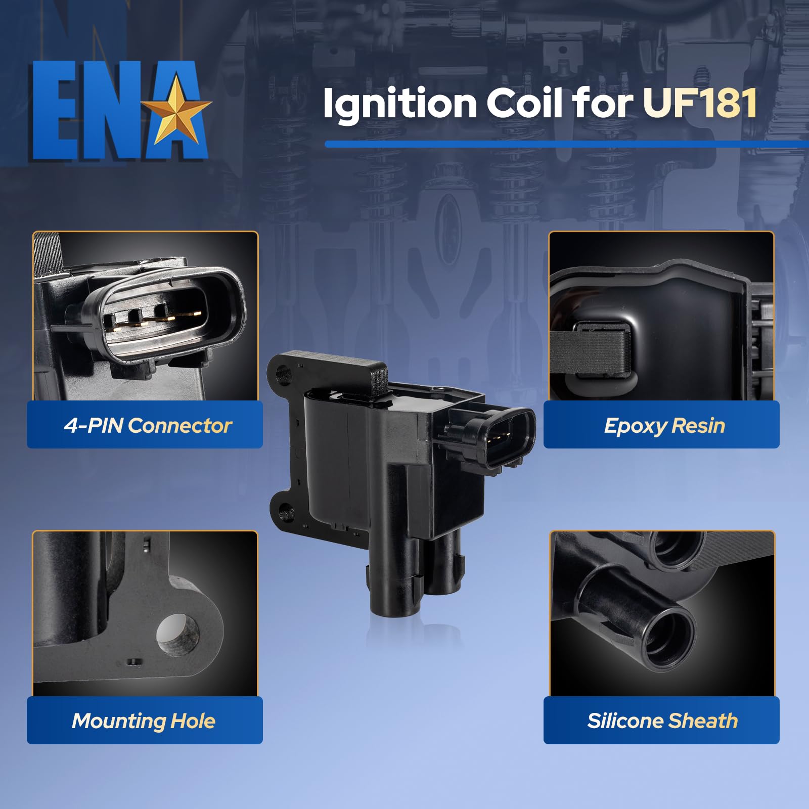 ENA ignition coil installation closeup shows bolt on design for easy mounting