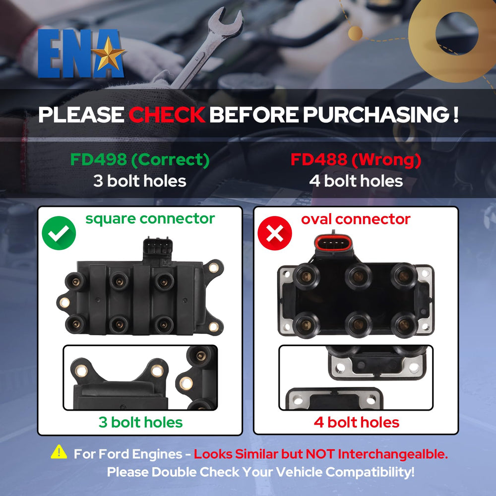 ENA ignition coil pack for Mustang 3.8L V6, smooth starts and steady performance.