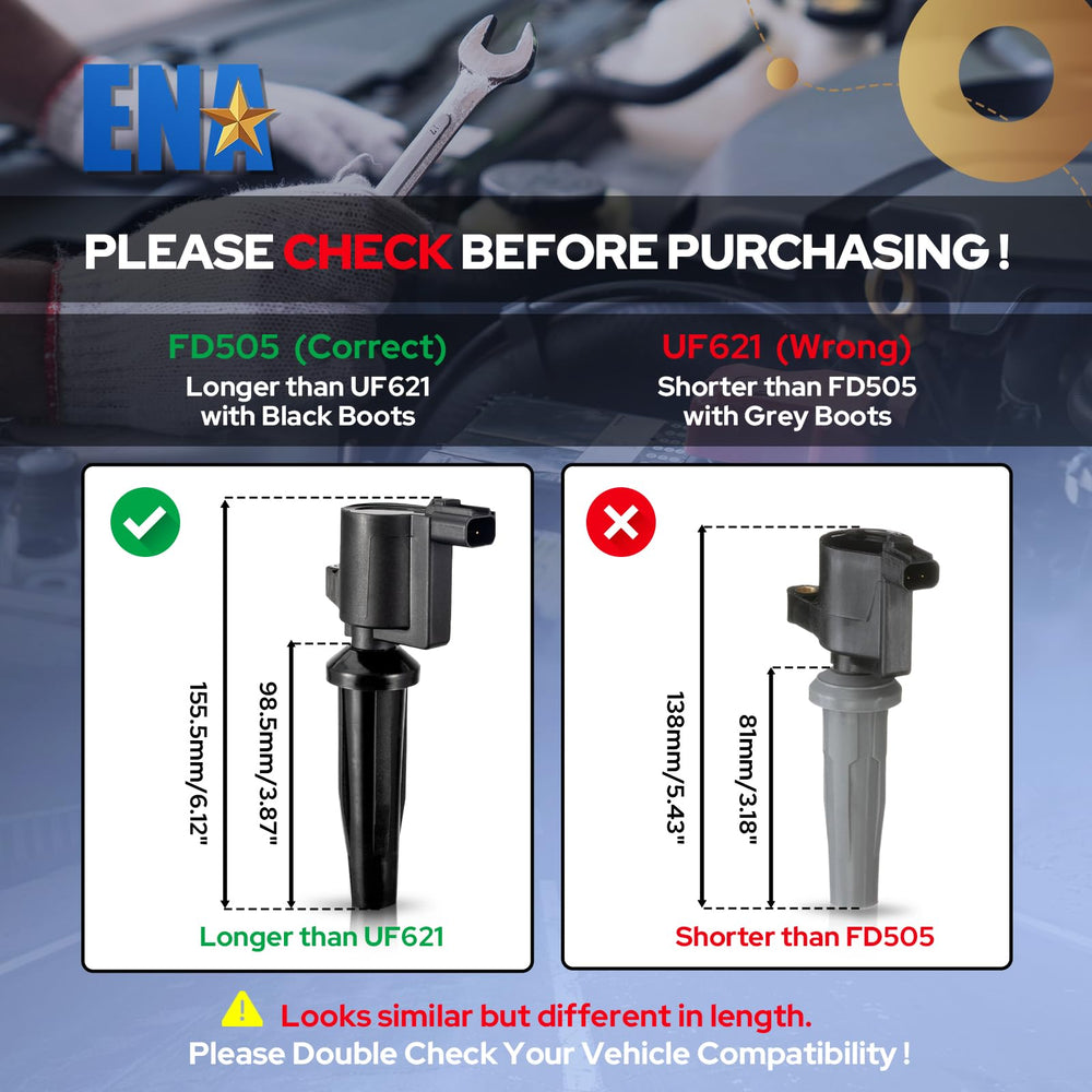 ENA ignition coil pack set, rear view, easy to fit on engine bay.