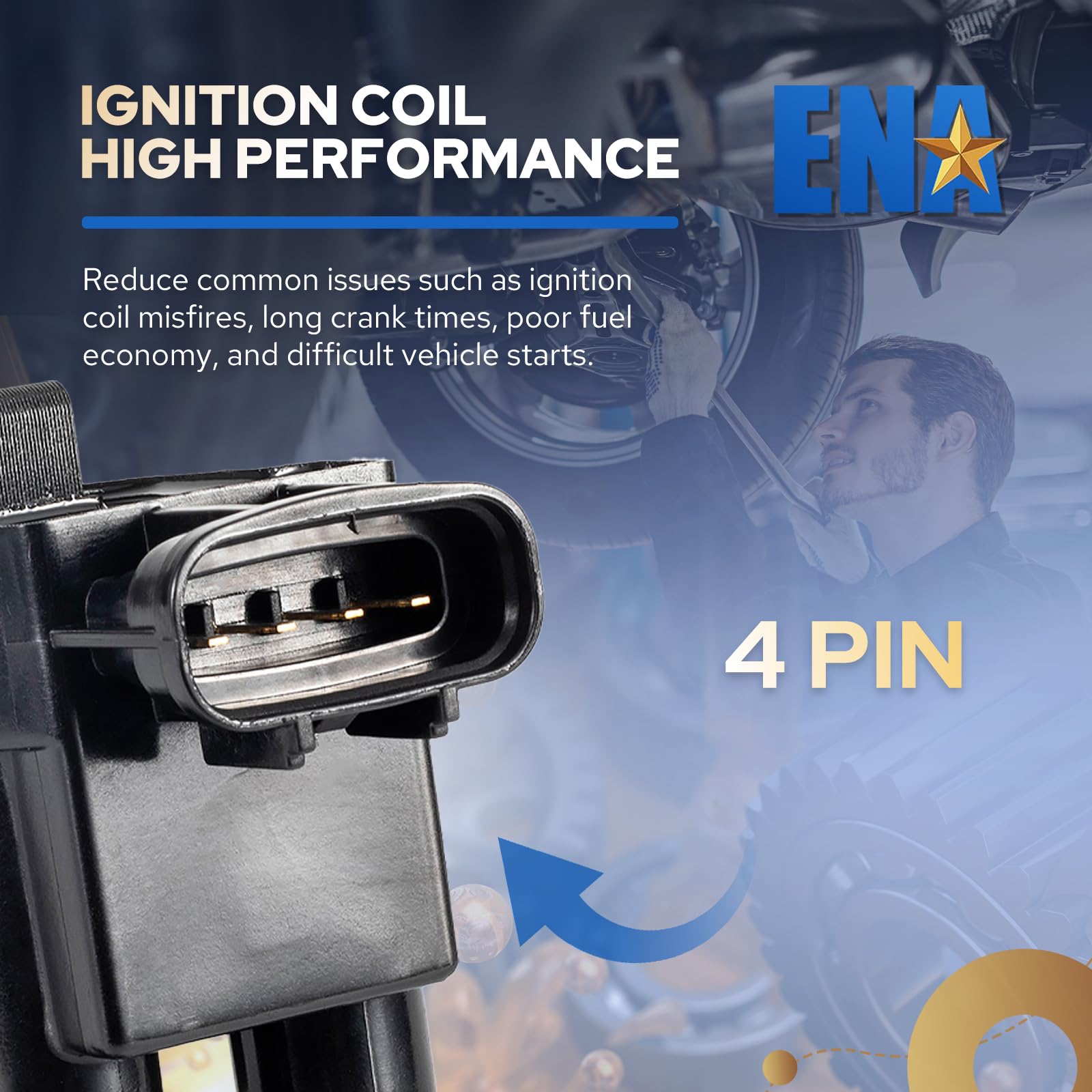 ENA ignition coil pack terminal blade closeup with secure electrical contact