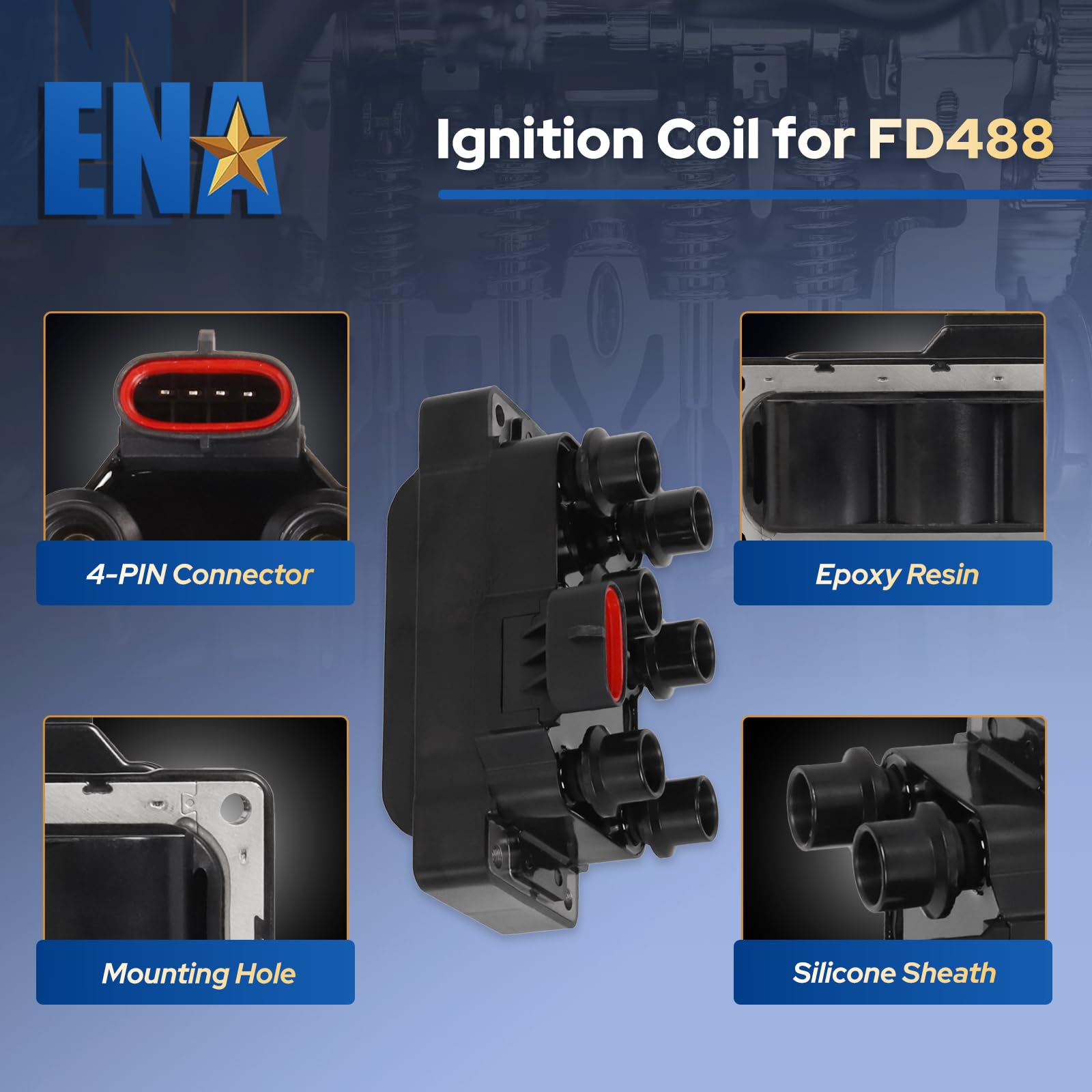 ENA ignition coil pack vertical connector type suits compatible engines.