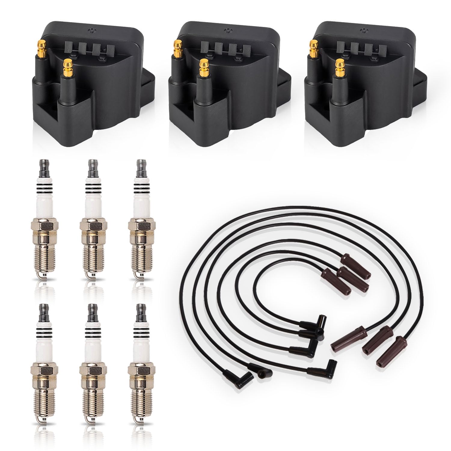 ENA ignition coil set three-pack ready for GM 3.8L V6 installation