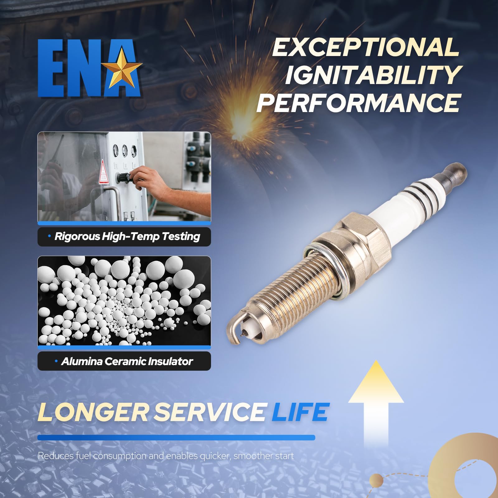 Cross-section view shows iridium center electrode for longevity.