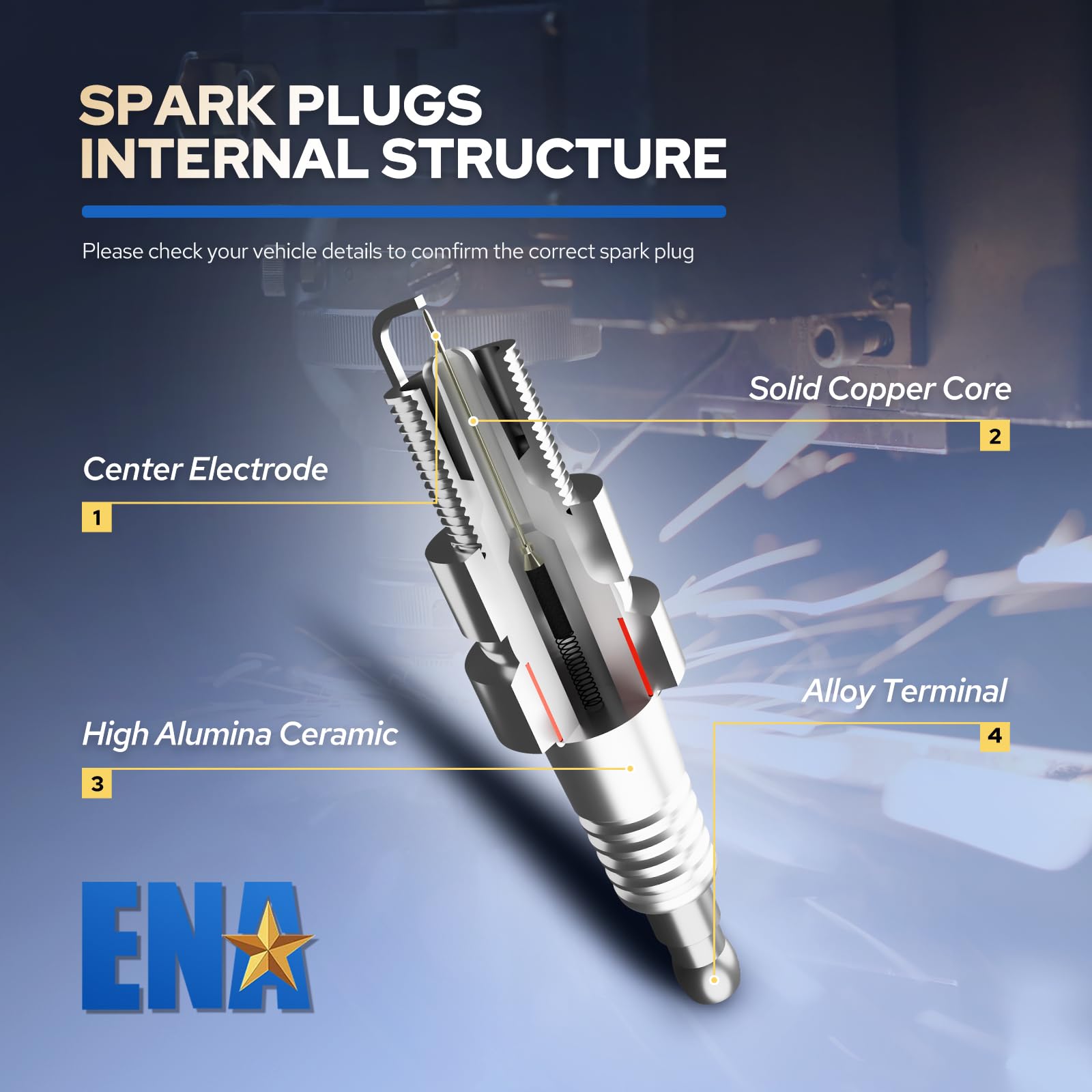 12 mm thread and hex size on ENA spark plug.