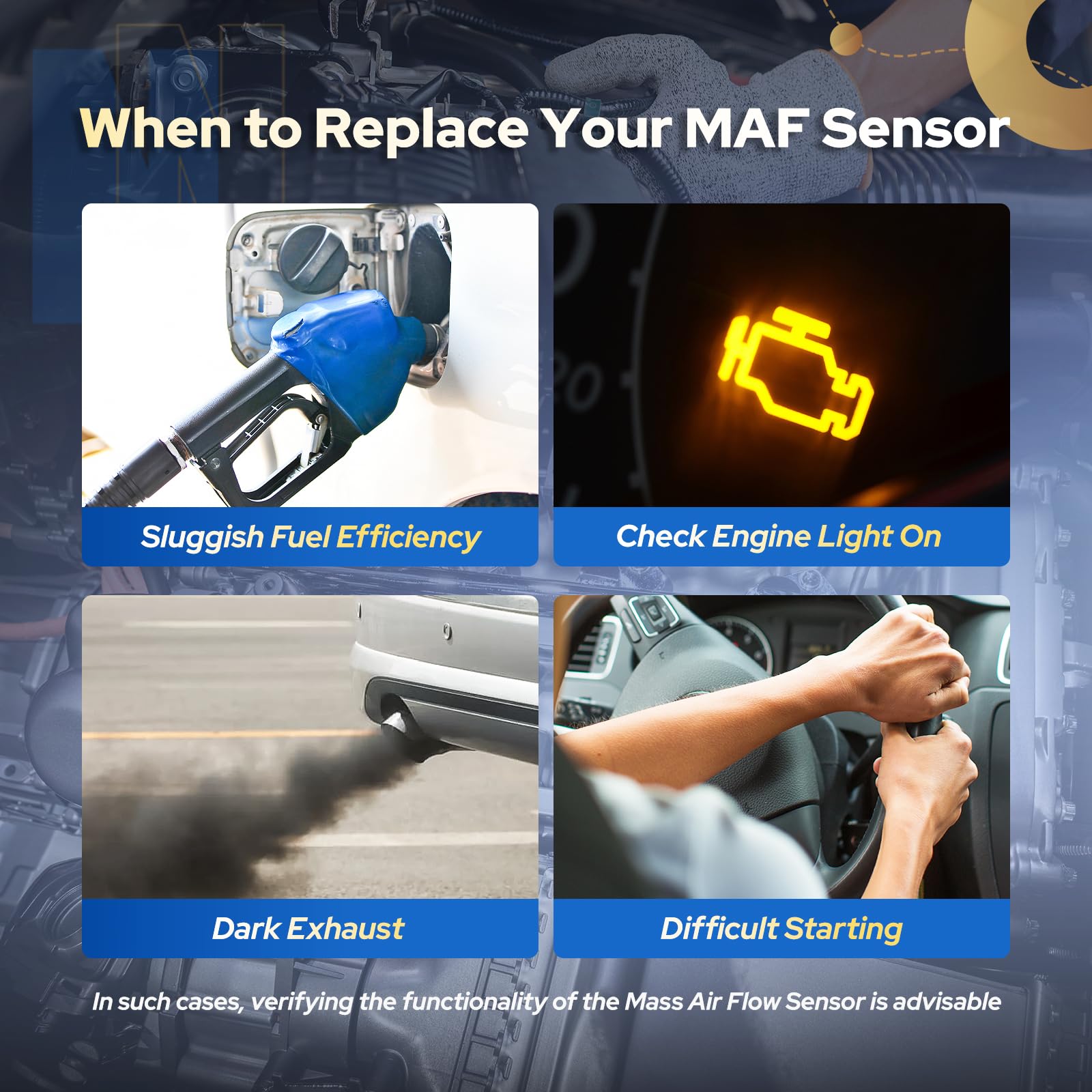 ENA MAF sensor label close-up showing part number.