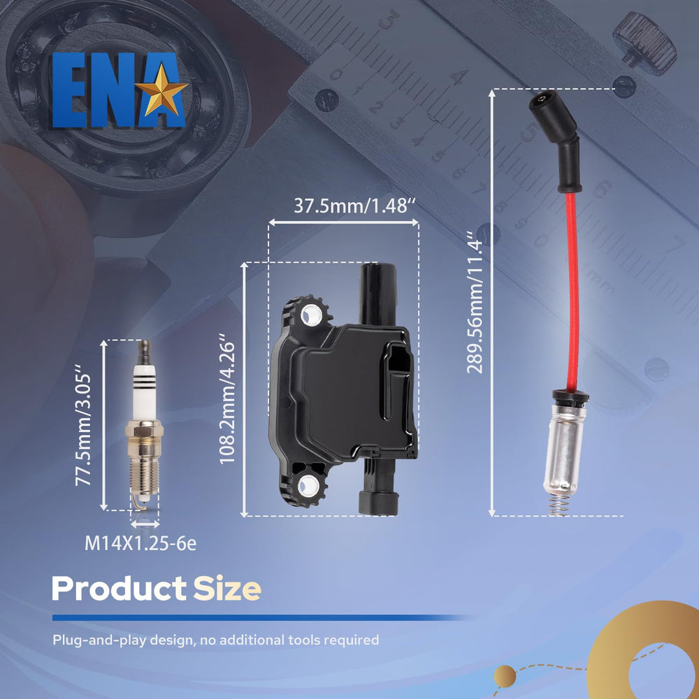 ENA spark plug wires with red insulation indicate heat resistance and clean routing.