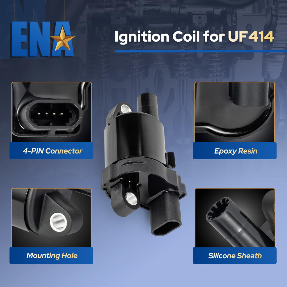 ENA UF414 top view, compact coil pack, fits tight engine bays.