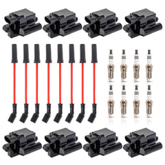 ENA set of eight square ignition coils with red wiring for reliable ignition.