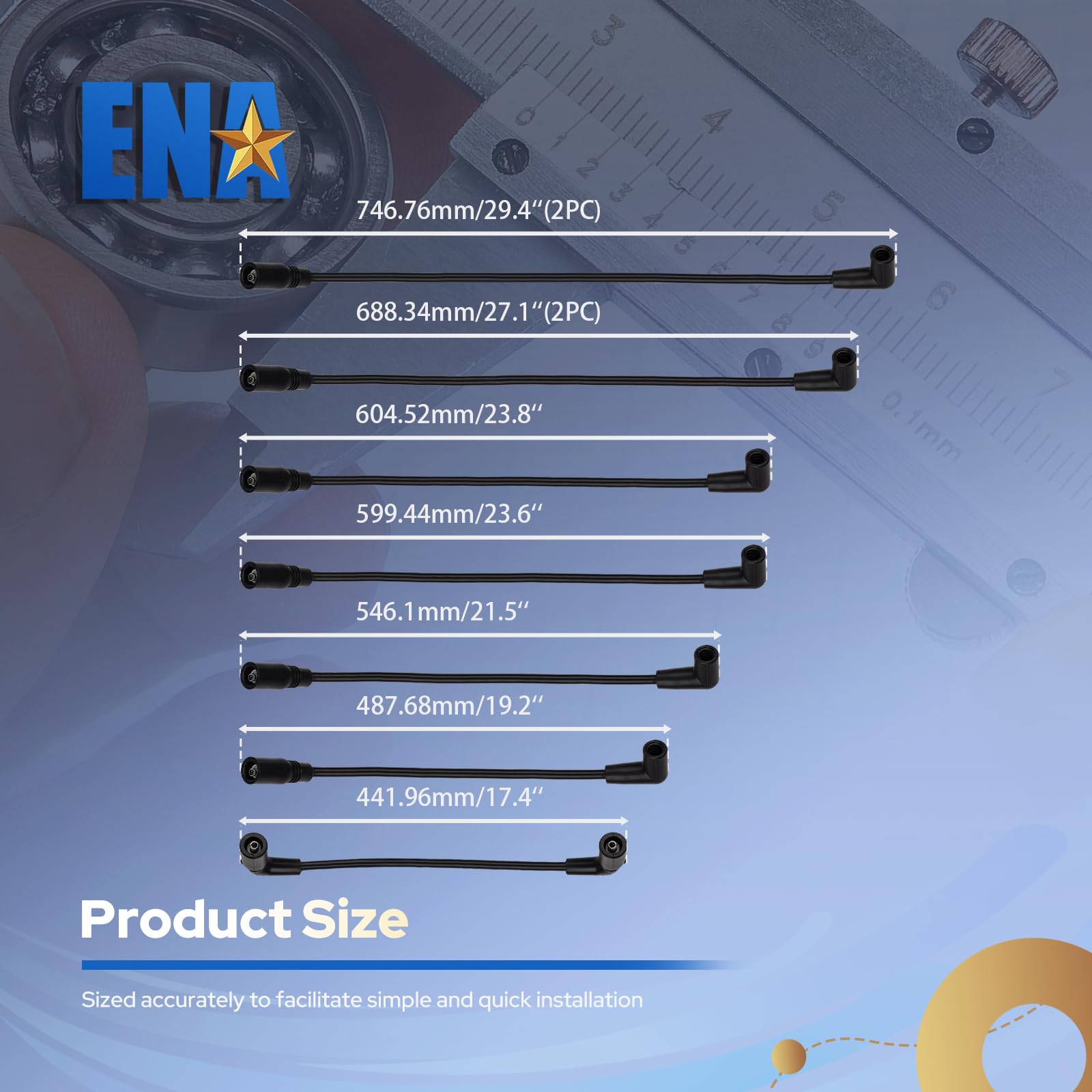 ENA spark plug wire set branding visible on sturdy packaging.
