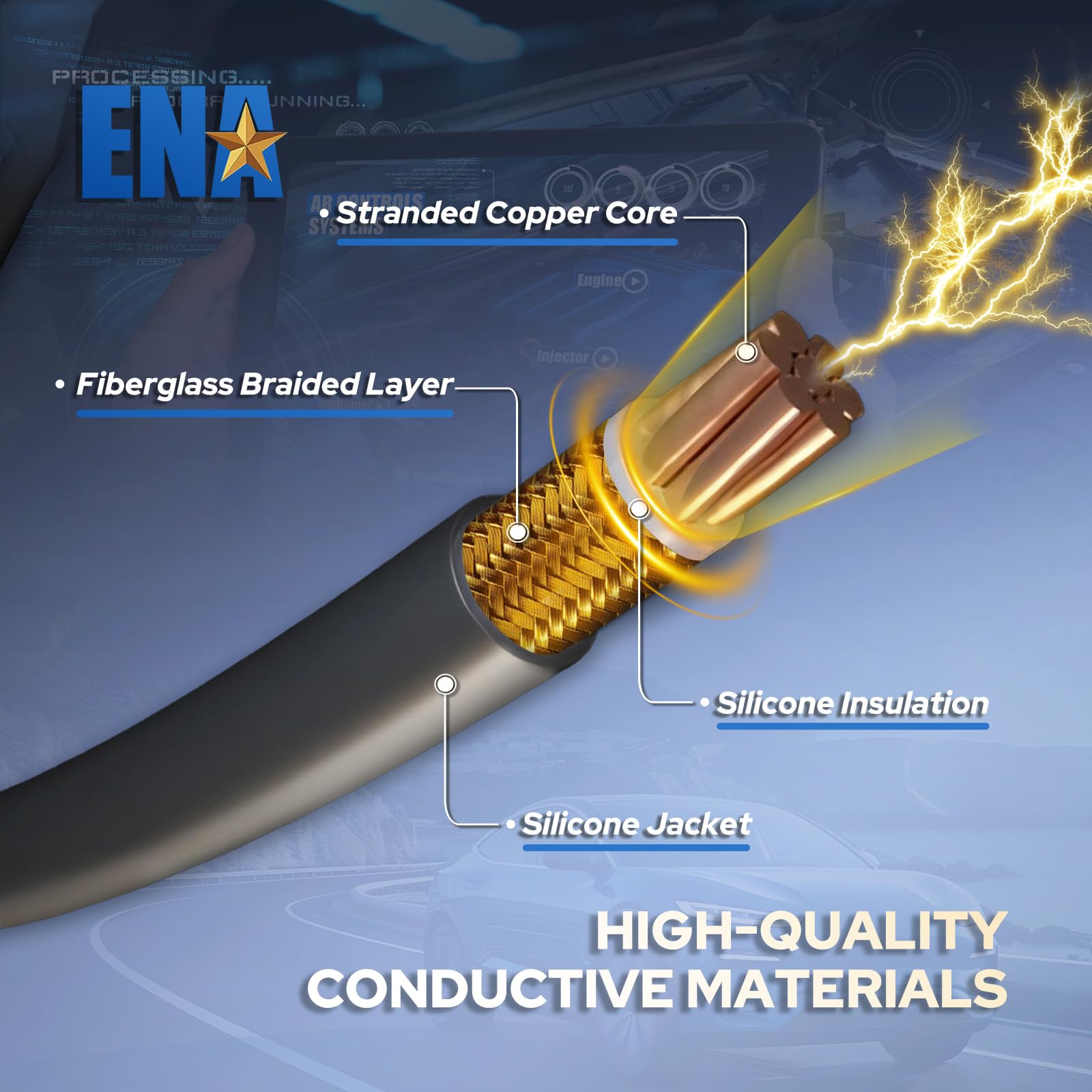 ENA spark plug wire set OE-style connectors for GM engines.