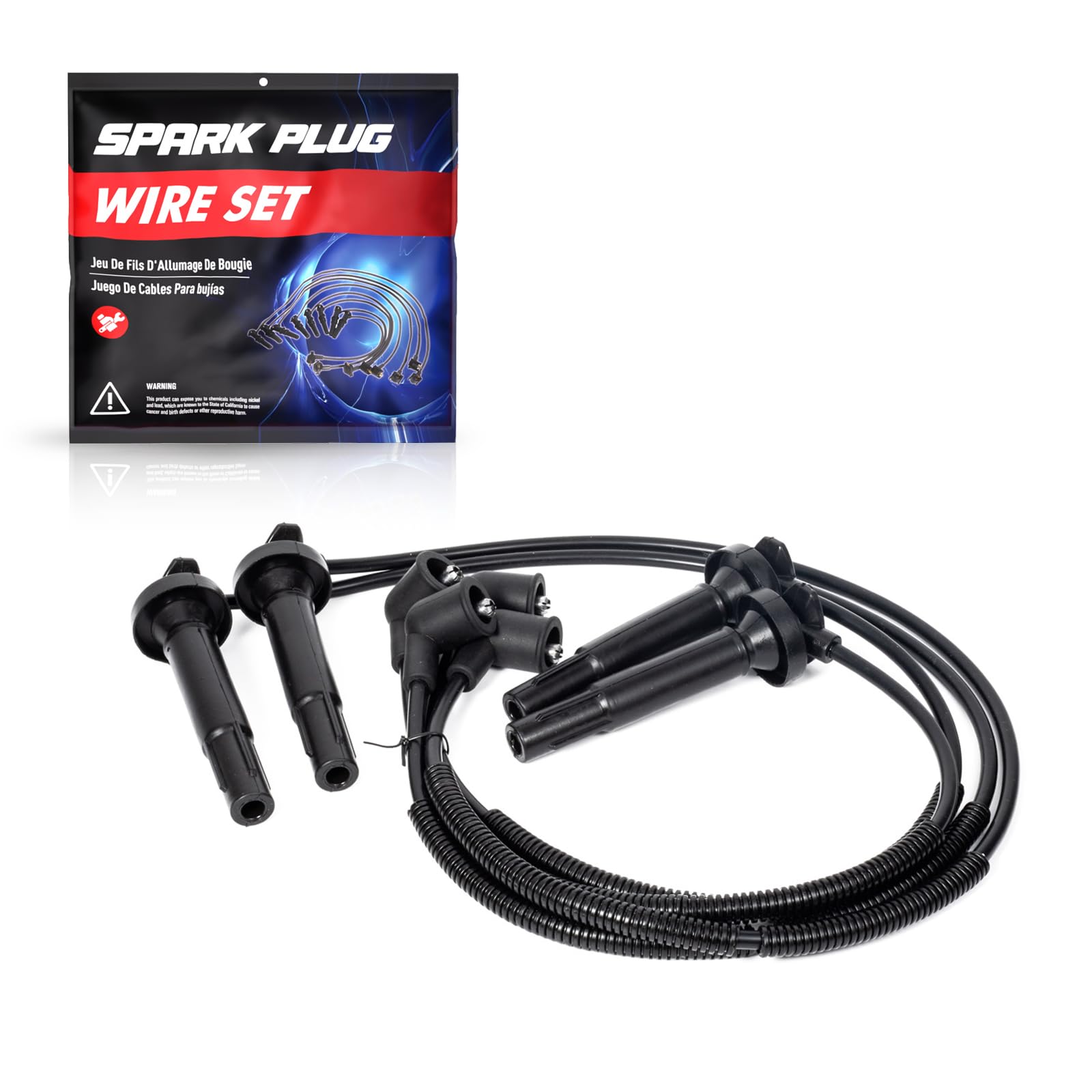 ENA spark plug wire set packaging, ready-to-install kit for quick upgrade