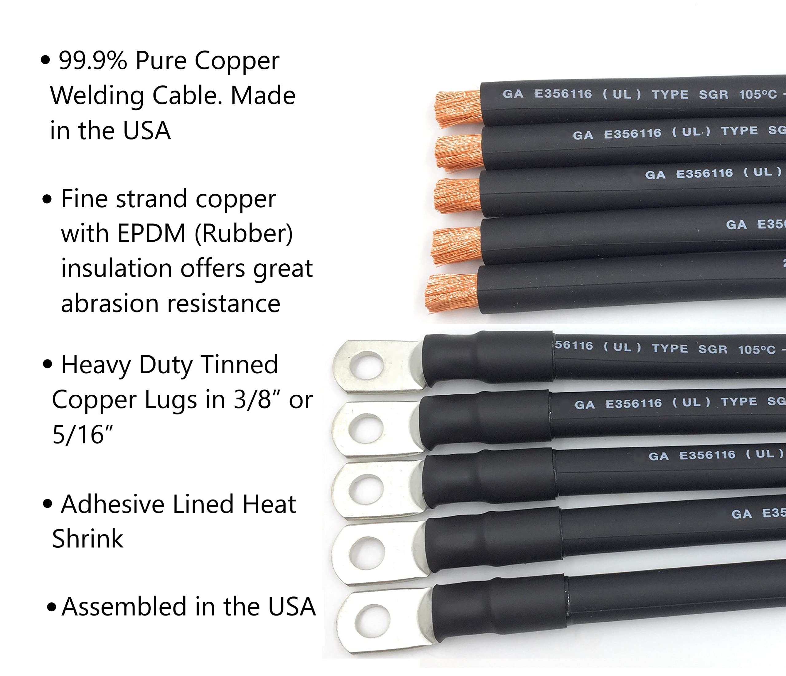 End Game USA-made sealed-lug battery cable emphasizes corrosion resistance and secure crimp.