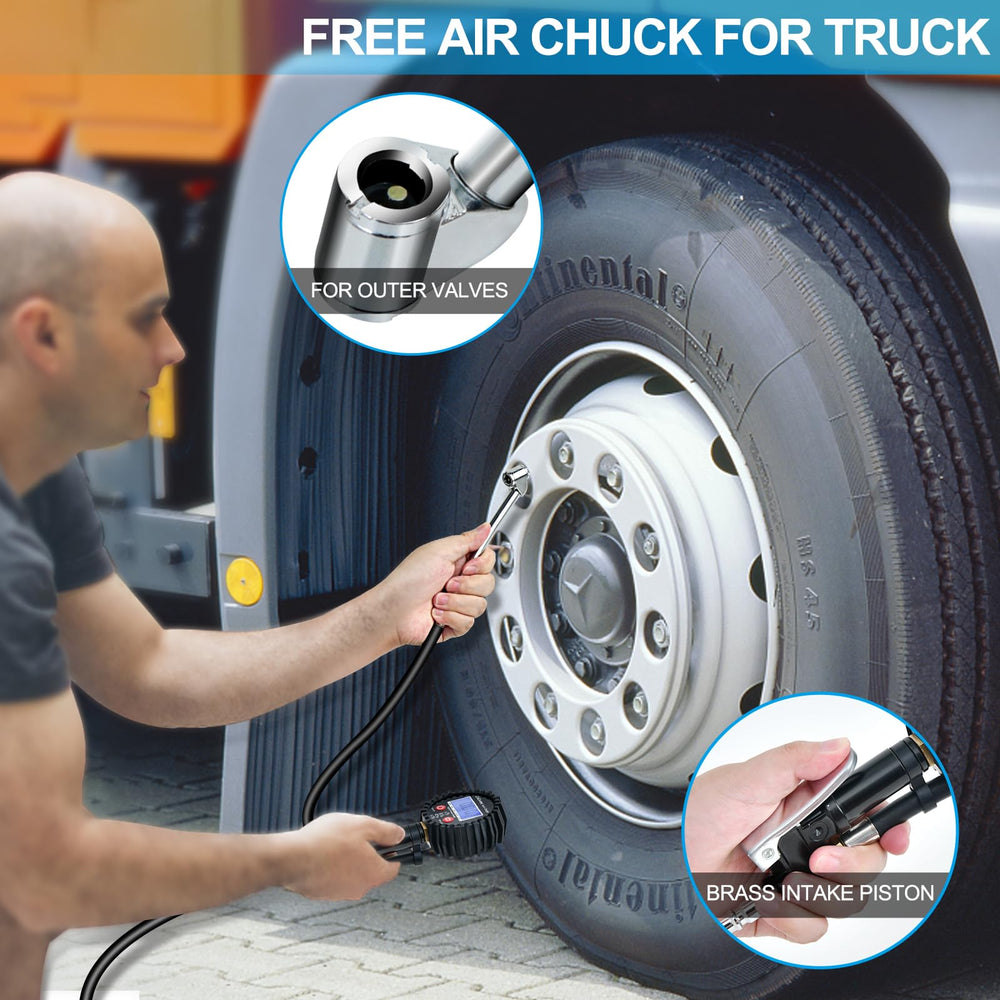 ENDARK long tire filling hose aids comfortable inflation in tight spaces.