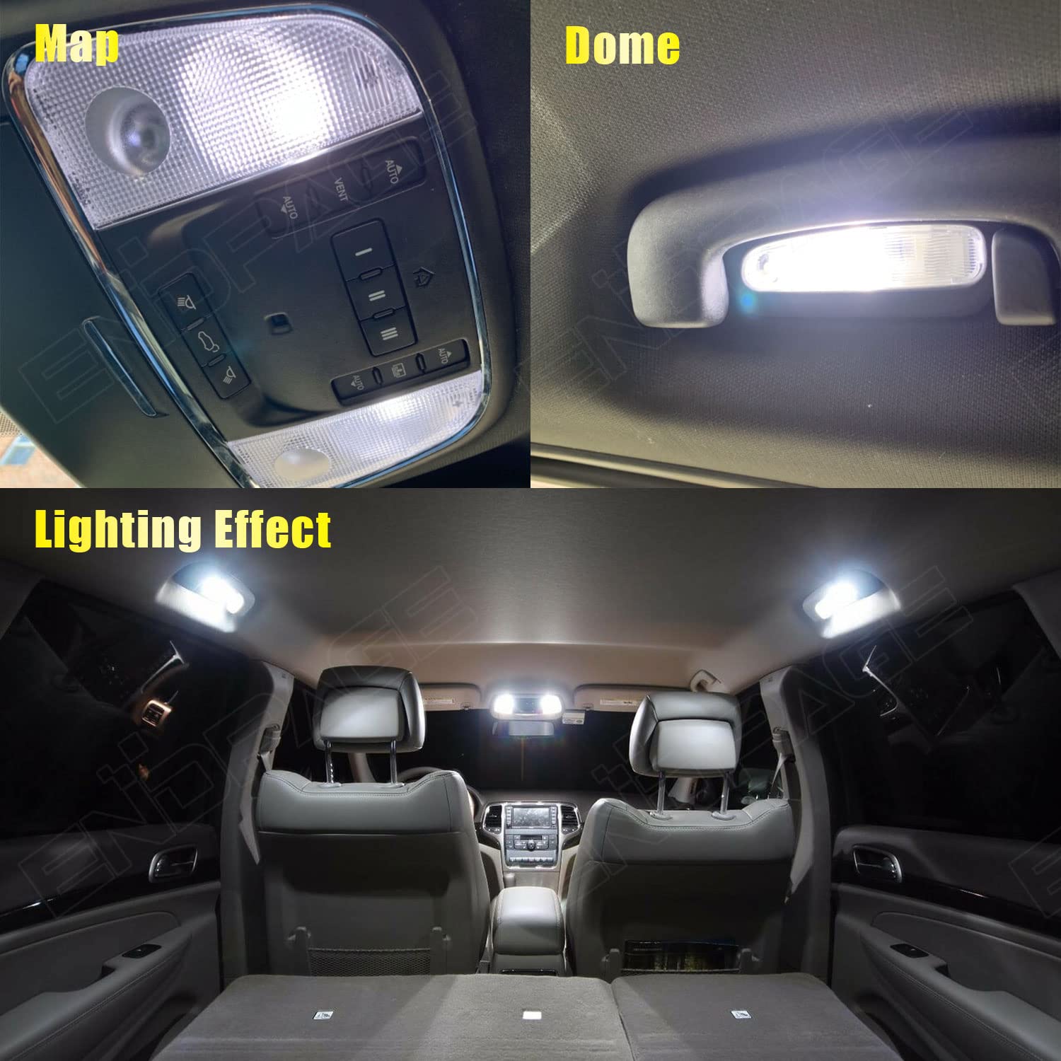 Endpage Charger glove box light improves visibility when locating items.