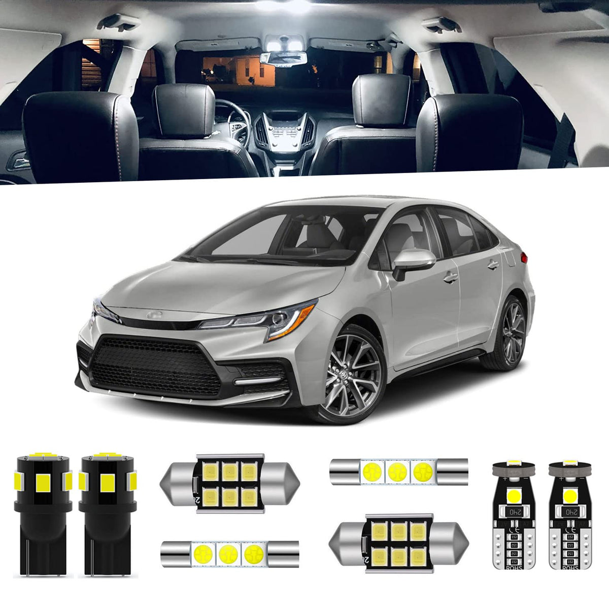 ENDPAGE Corolla map lights illuminate the cabin for easy nighttime visibility